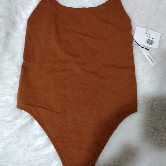 3 piece Forever 21 Bodysuits/ Apple Green-Burgundy-Copper Brown/ SZ M and L/ NWT - Picture 2 of 11